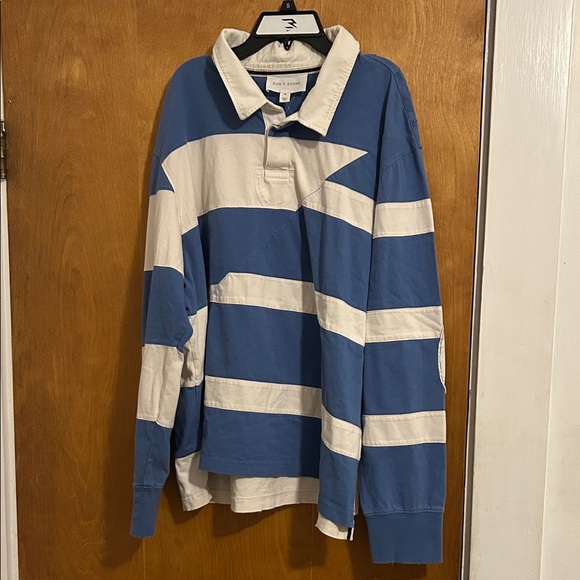 Sun And Stone Other - Sun + Stone Blue and White Rugby Shirt